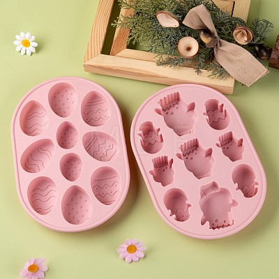 2Pcs 2 Style Easter Theme Food Grade Silicone Molds DIY-LS0001-91-1