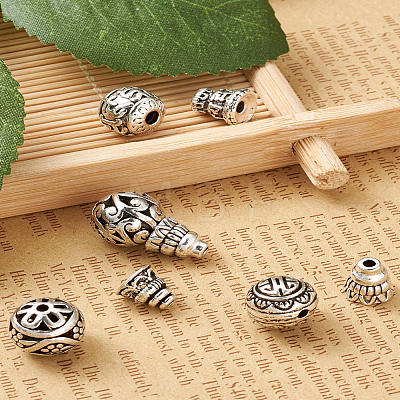 Kissitty Tibetan Style Alloy Guru Bead Sets PALLOY-KS0002-07AS-1