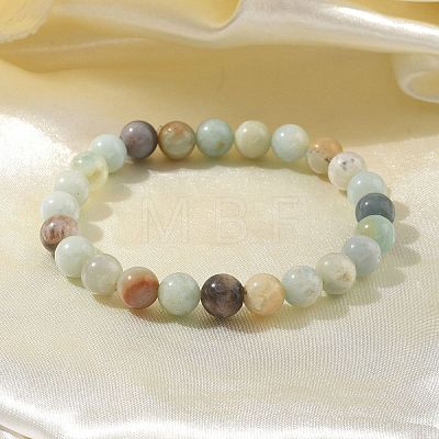 Natural Flower Amazonite Bead Stretch Bracelets X-BJEW-K212-B-007-1