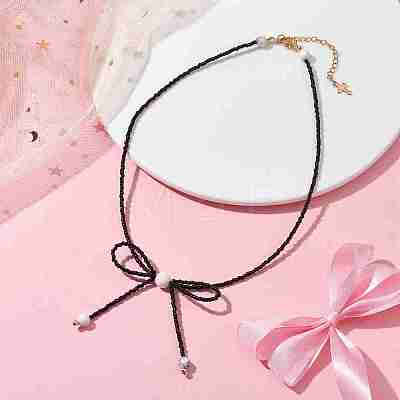 Glass Seed Pendant Necklaces for Women NJEW-MZ00031-01-1