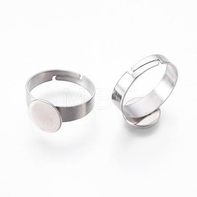 Adjustable 304 Stainless Steel Finger Rings Components STAS-F149-21P-B-1