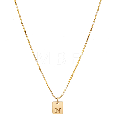 1Pc Stainless Steel Letter Rectangle Pendant Necklaces NJEW-LP0001-34N-G-1