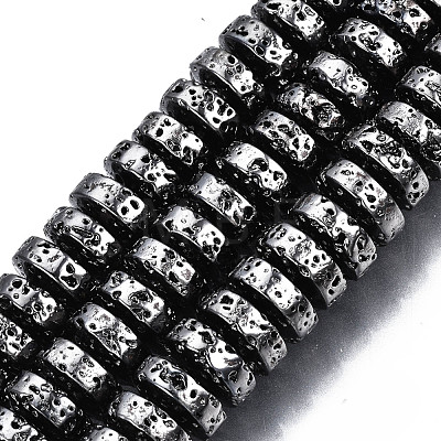 Electroplated Natural Lava Rock Beads Strands G-T114-67-1