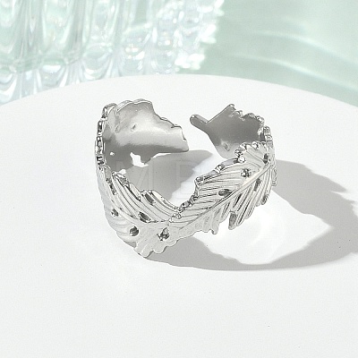 304 Stainless Steel Cuff Open Rings for Women RJEW-L341-02E-P-1