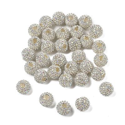 Sparkle Glass Rhinestone Round Beads OACR-S048-01C-1