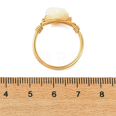Copper Wired Natural Trochid Shell/Trochus Shell Finger Rings for Women RJEW-JR01054-1