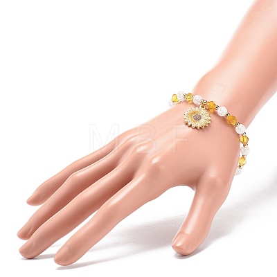 Acrylic Beaded Stretch Bracelet with Alloy Enamel Charms for Women BJEW-JB08727-1