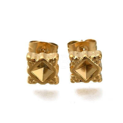 Ion Plating(IP) 304 Stainless Steel Rhombus Stud Earrings for Women EJEW-M028-06G-1