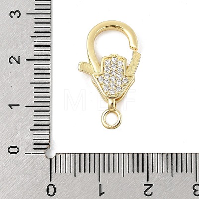 Brass Micro Pave Clear Cubic Zirconia Lobster Claw Clasps KK-P299-04G-1