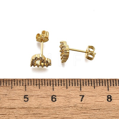 Heart Sparkling Cubic Zirconia Stud Earrings for Girl Women LS-EJEW-H126-18G-1