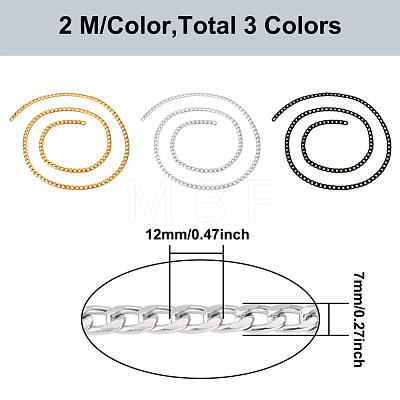 Yilisi 6M 3 Colors Oxidated Aluminium Twisted Chains CHA-YS0001-03-1