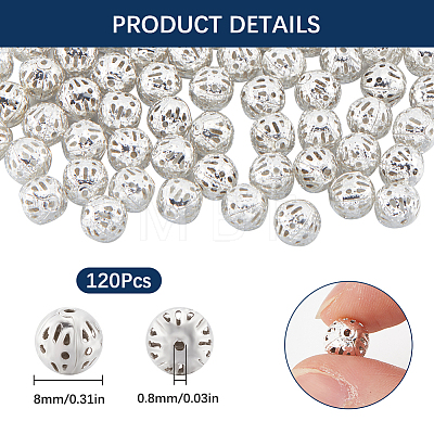 120Pcs Brass Filigree Hollow Beads KK-SC0005-15-1