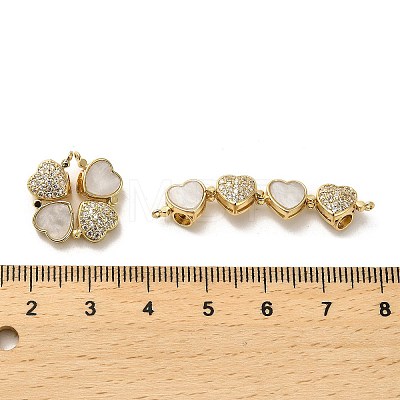Valentine's Day Brass Micro Pave Clear Cubic Zirconia Connector Charms KK-K355-39G-1
