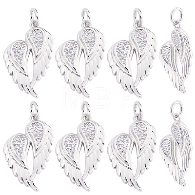 10Pcs Brass Micro Pave Cubic Zirconia Pendants ZIRC-BBC0003-79P-1
