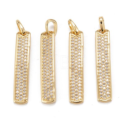 Brass Micro Pave Clear Cubic Zirconia Pendants ZIRC-P086-19G-1