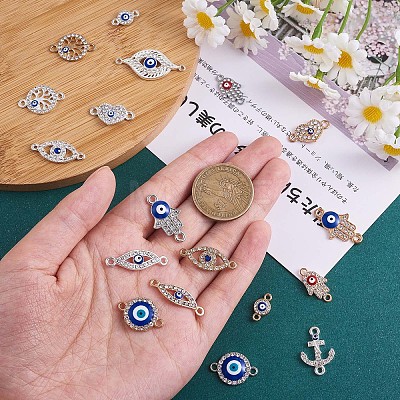 20Pcs Alloy Eye Charm Connector Assorted Evil Eye Connector Mixed Shape Eye Charm Pendant for Jewelry Necklace Bracelet Earring Making Crafts JX219A-1