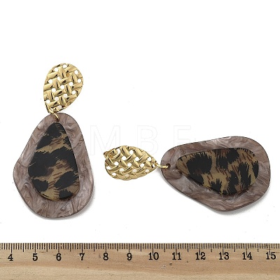 304 Stainless Steel Leopard Stud Earrings EJEW-Z084-14G-02-1