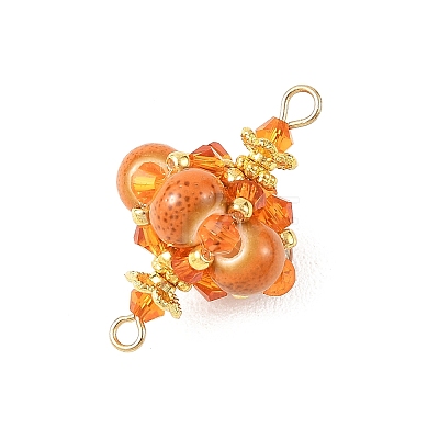 Handmade Porcelain & Glass & Seed Beads Links Connector Charms PALLOY-MZ01367-02-1