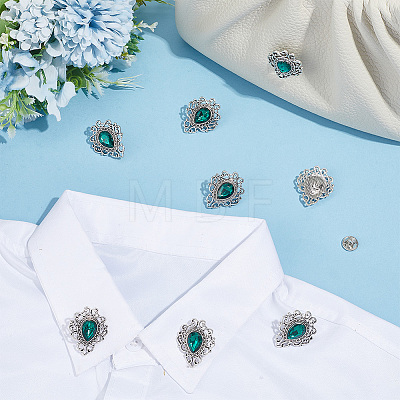 8Pcs Teardrop Zinc Alloy & Glass Lapel Pin Backs for Clothes JEWB-PH0001-90B-1