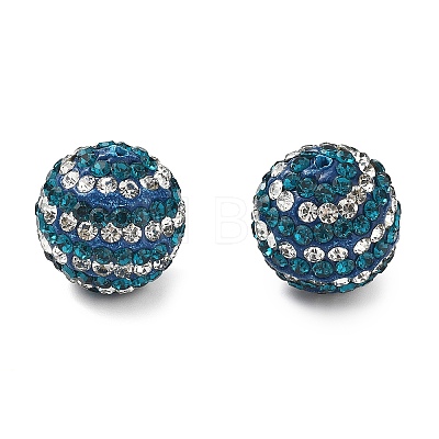 Stripe Pattern Polymer Clay Rhinestone Beads CLAY-NH0001-01E-1