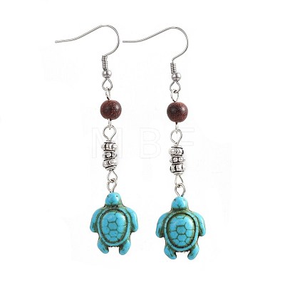 Synthetic Turquoise Dangle Earrings EJEW-JE02976-1