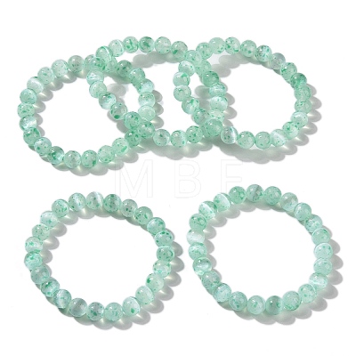 Dyed Natural Selenite Round Beaded Stretch Bracelet for Women BJEW-G697-02A-1
