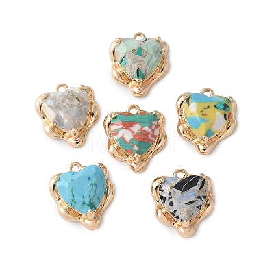 Brass Glass Charms KK-D355-01G-1