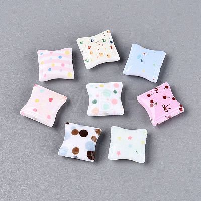 Printed Opaque Acrylic Beads OACR-Q199-02-1