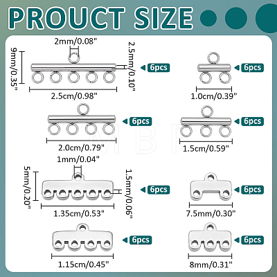 48Pcs 8 Styles 304 Stainless Steel Chandelier Component Links STAS-ME0003-58-1