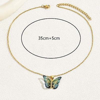 Plastic Butterfly Pendant Necklace with Golden Stainless Steel Chains XQ2799-1-1