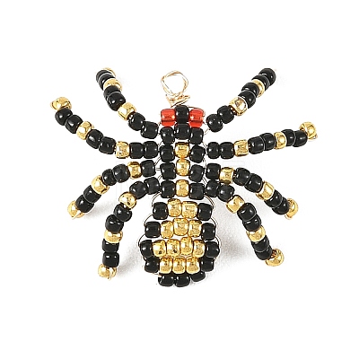Halloween TOHO Glass Seed Beaded Pendants PALLOY-MZ01386-04-1