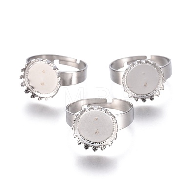 Non-Tarnish Adjustable 304 Stainless Steel Finger Rings Components LS-STAS-E474-50-1