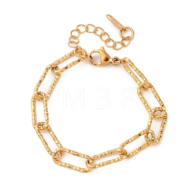 304 Stainless Steel Paperclip Chain Bracelets for Women Men LS-BJEW-A048-01G-1