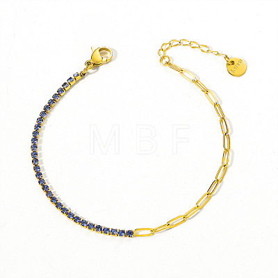 304 Stainless Steel Micro Pave Cubic Zirconia Link Bracelets FS-WGD7E2A-04-1