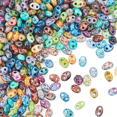 300Pcs Picasso Glass Seed Beads EGLA-TA0013-75-1