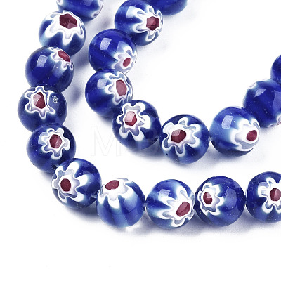 Handmade Millefiori Glass Beads Strands LK-T001-10E-1