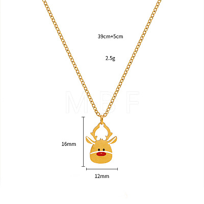 Christmas 304 Stainless Steel Enamel Pendant Necklaces FS-WGDAA96-12-1