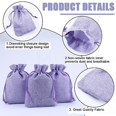 Beebeecraft Polyester Imitation Burlap Packing Pouches Drawstring Bags ABAG-BBC0001-02B-03-1