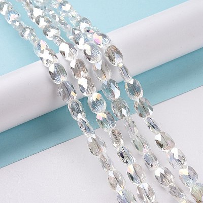 Faceted Electroplated Transparent Glass Beads Strands GLAA-G092-B04-1