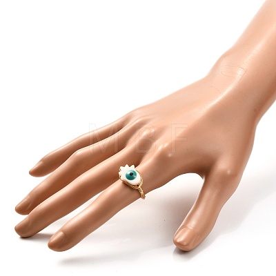 Evil Eye Natural Shell Finger Rings for Girl Women RJEW-JR00394-1