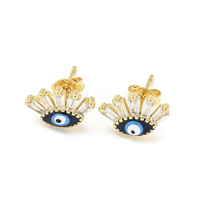 Evil Eye Real 18K Gold Plated Brass Stud Earrings EJEW-L269-103G-01-1