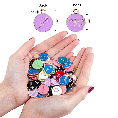 72Pcs 9 Colors Alloy Enamel Pendants ENAM-SZ0001-79A-05-1