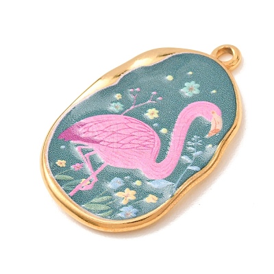 Printed 304 Stainless Steel Enamel Pendants SA-CBAB1B6-03G-03-1