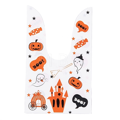 100Pcs Rabbit Shaped Halloween Candy Plastic Bags ABAG-U001-02O-1