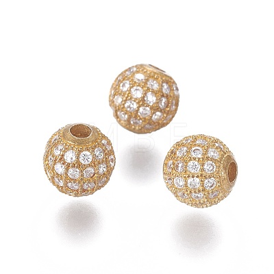 Brass Micro Pave Cubic Zirconia Beads LS-ZIRC-G149-B-C-1