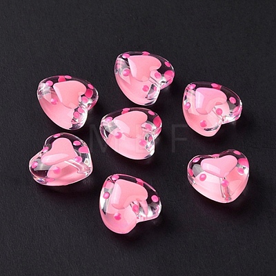 Glass Heart Beads GLAA-D005-01-1