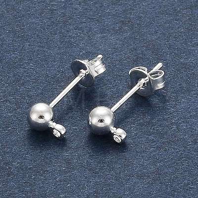 Silver Color Plated Brass Post Earring Findings X-EC593-S-1