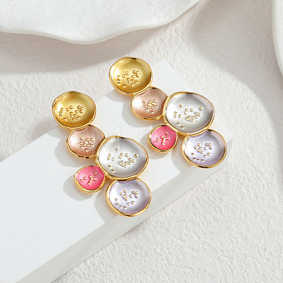 304 Stainless Steel Enamel Stud Earrings WG299BE-01-1
