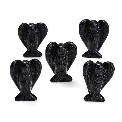 Synthetic Blue Goldstone Gemstone Carved Angle Figurines GG-CBA8396-A14-1