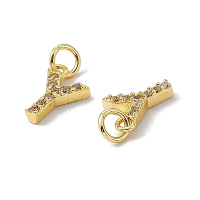 Real 18K Gold Plated Brass Micro Pave Clear Cubic Zirconia Charms KK-E068-VB452-Y-1